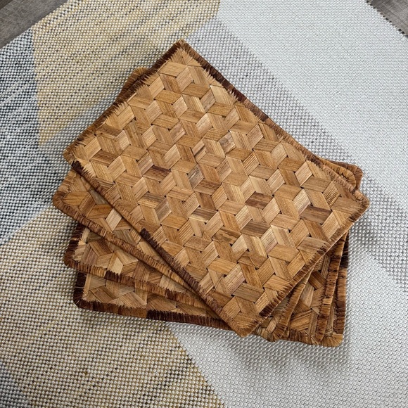 Vintage Other - 4 Vintage Bamboo Woven Handmade Placemats Set